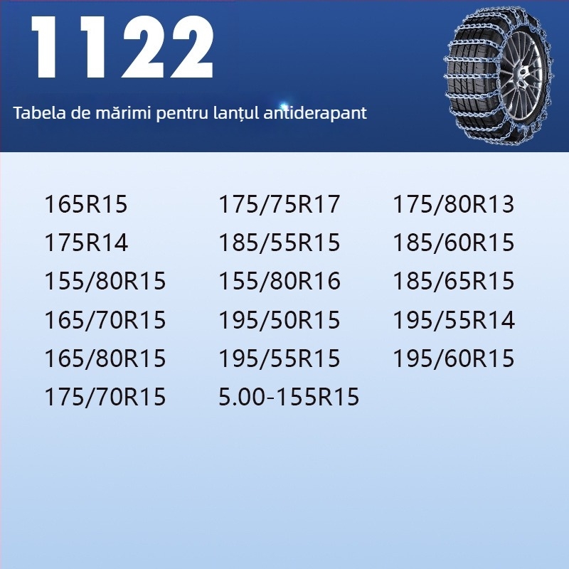 Lanț de zăpadă din oțel, anti-derapare - universal pentru mașini, pickupuri, SUV-uri, vanuri și vehicule off-road