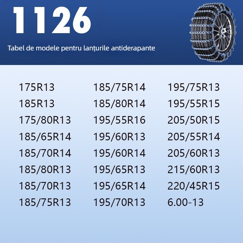 Lanț de zăpadă din oțel, anti-derapare - universal pentru mașini, pickupuri, SUV-uri, vanuri și vehicule off-road