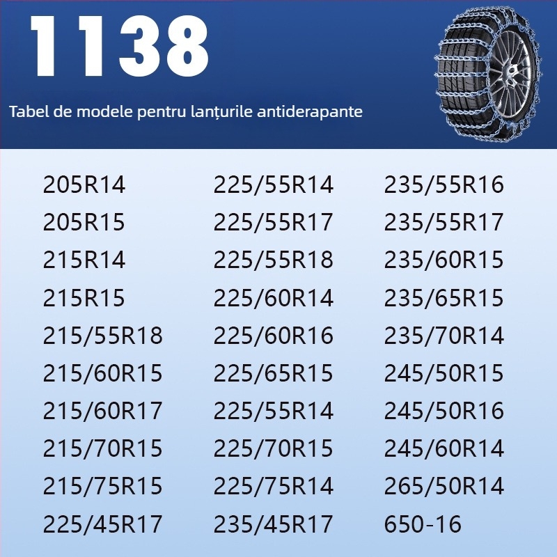 Lanț de zăpadă din oțel, anti-derapare - universal pentru mașini, pickupuri, SUV-uri, vanuri și vehicule off-road