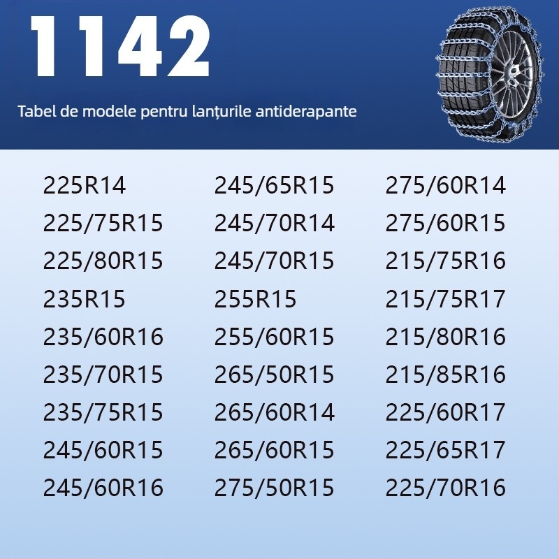 Lanț de zăpadă din oțel, anti-derapare - universal pentru mașini, pickupuri, SUV-uri, vanuri și vehicule off-road