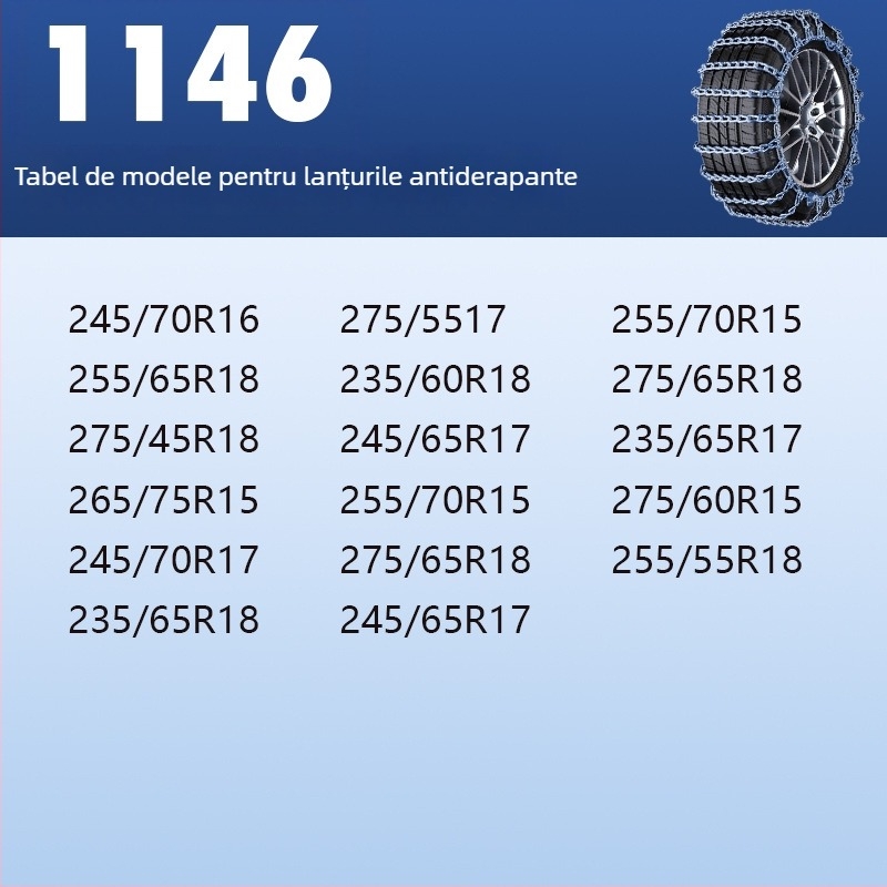 Lanț de zăpadă din oțel, anti-derapare - universal pentru mașini, pickupuri, SUV-uri, vanuri și vehicule off-road