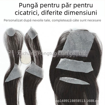 Plăstriu biologic pentru scalp pentru cicatrici și alopecie – păr uman, țesut manual, poate fi vopsit