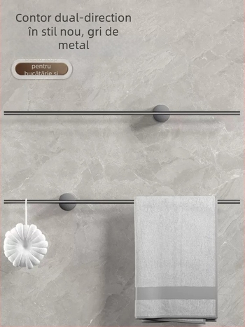 Suport de prosoape montat pe perete, cu un singur ax, aluminiu Space, finisaj spray plastic, încărcare 10 kg, 1 nivel