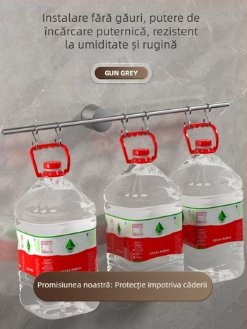 Suport de prosoape montat pe perete, cu un singur ax, aluminiu Space, finisaj spray plastic, încărcare 10 kg, 1 nivel