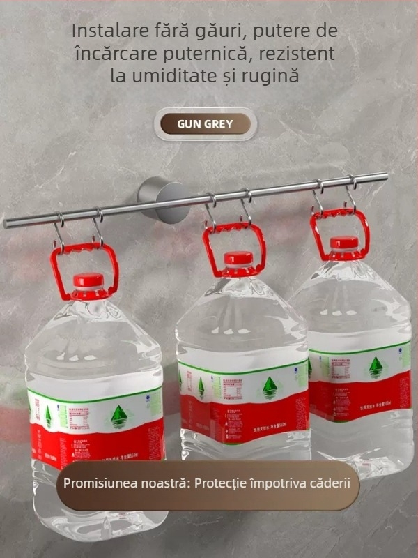 Suport de prosoape montat pe perete, cu un singur ax, aluminiu Space, finisaj spray plastic, încărcare 10 kg, 1 nivel