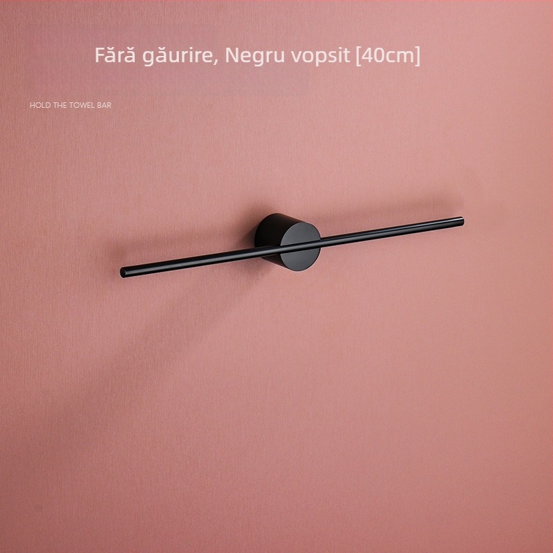 Suport de prosoape montat pe perete, cu un singur ax, aluminiu Space, finisaj spray plastic, încărcare 10 kg, 1 nivel