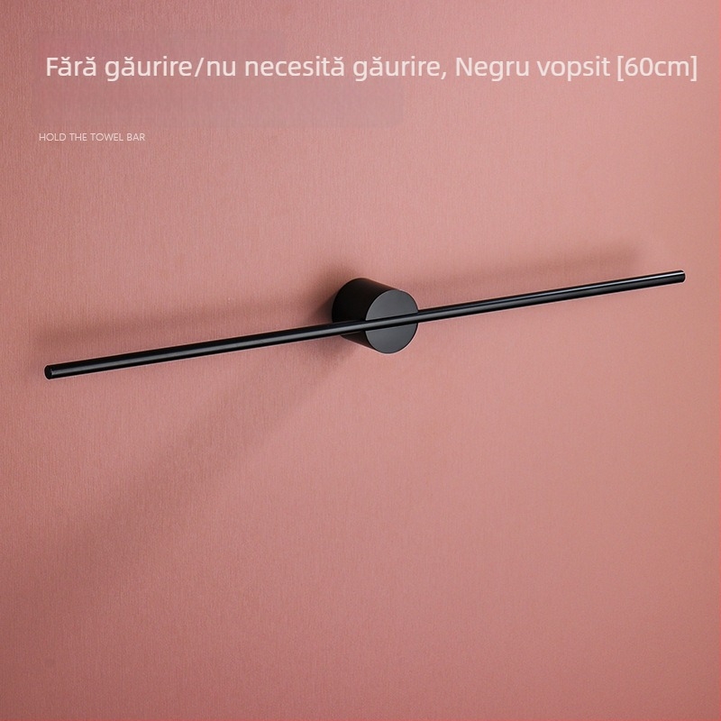 Suport de prosoape montat pe perete, cu un singur ax, aluminiu Space, finisaj spray plastic, încărcare 10 kg, 1 nivel