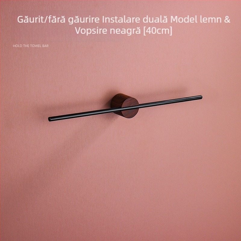 Suport de prosoape montat pe perete, cu un singur ax, aluminiu Space, finisaj spray plastic, încărcare 10 kg, 1 nivel