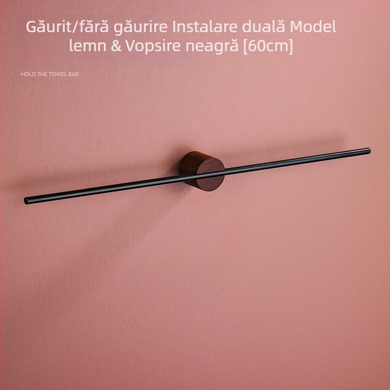 Suport de prosoape montat pe perete, cu un singur ax, aluminiu Space, finisaj spray plastic, încărcare 10 kg, 1 nivel