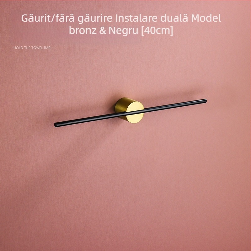 Suport de prosoape montat pe perete, cu un singur ax, aluminiu Space, finisaj spray plastic, încărcare 10 kg, 1 nivel