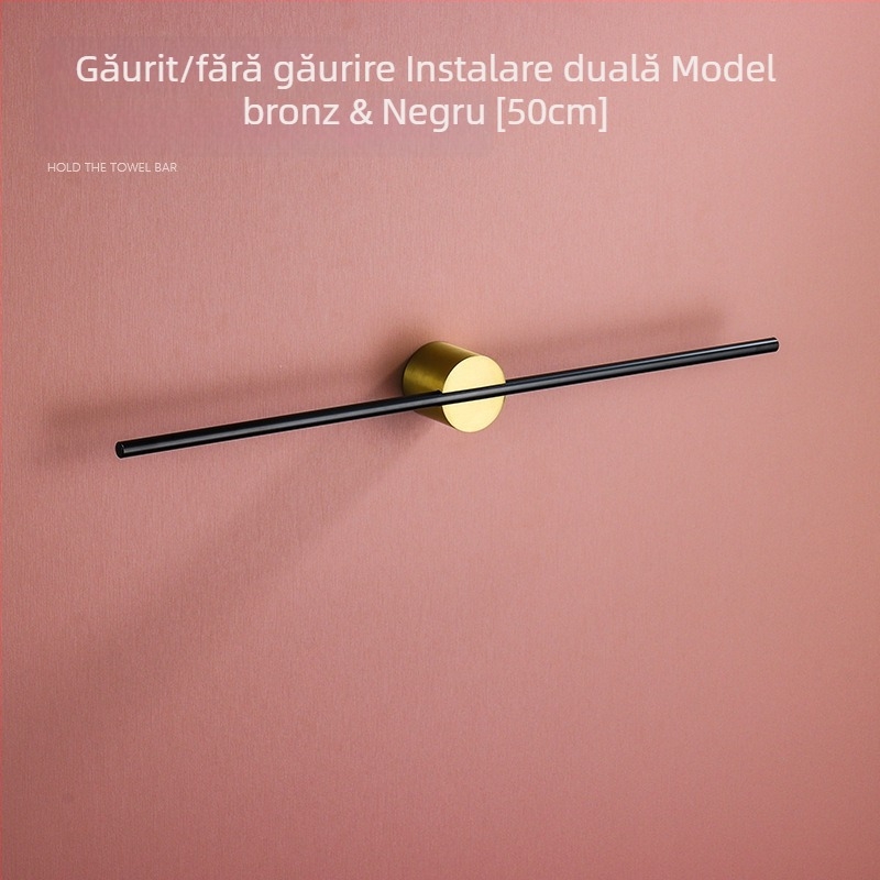 Suport de prosoape montat pe perete, cu un singur ax, aluminiu Space, finisaj spray plastic, încărcare 10 kg, 1 nivel