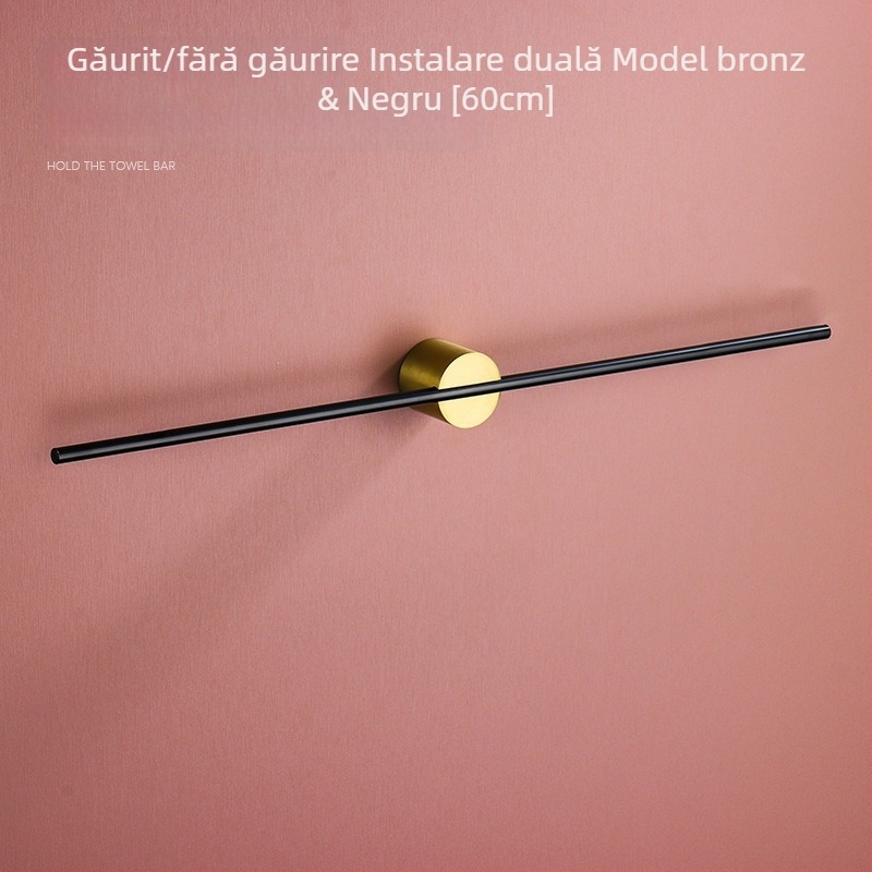 Suport de prosoape montat pe perete, cu un singur ax, aluminiu Space, finisaj spray plastic, încărcare 10 kg, 1 nivel