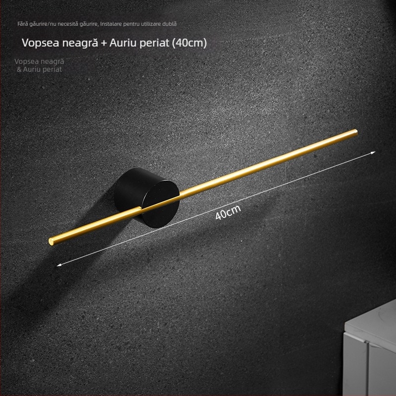 Suport de prosoape montat pe perete, cu un singur ax, aluminiu Space, finisaj spray plastic, încărcare 10 kg, 1 nivel