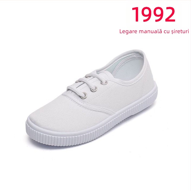 Pantofi de pânză pentru copii, închidere Velcro, partea superioară din pânză, talpă din plastic, anti-derapare și absorbție a șocurilor