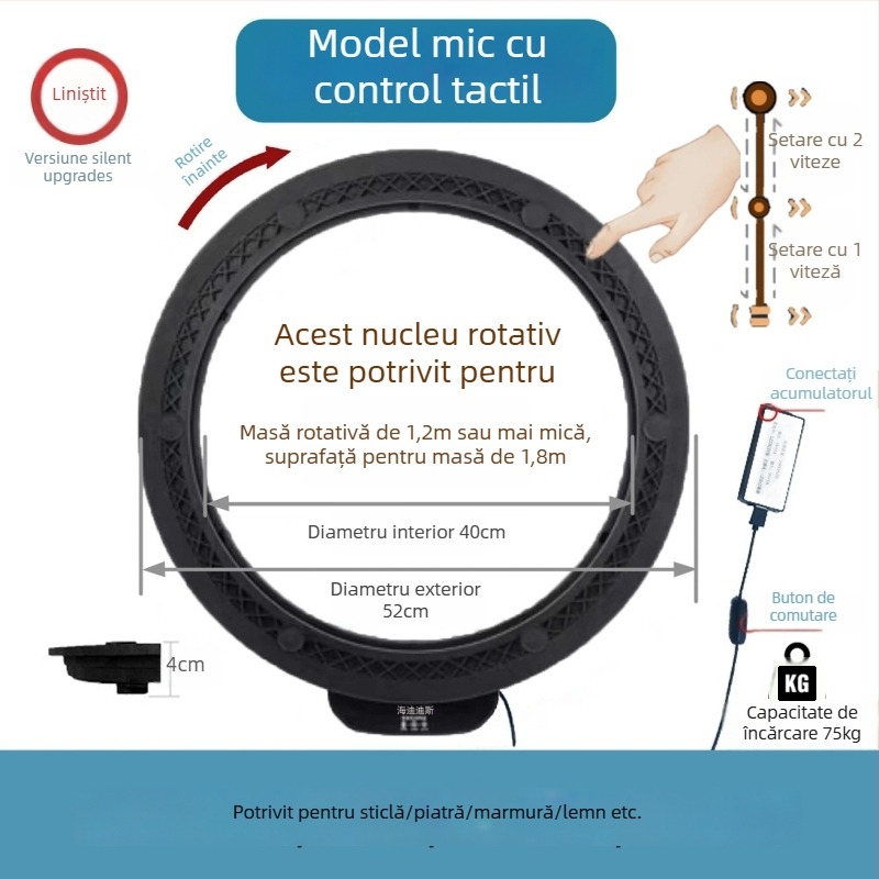 Platformă rotativă electrică pentru masă — material plastic; marcă Jinpaili hardware; stil Italian minimalist; utilizare universală