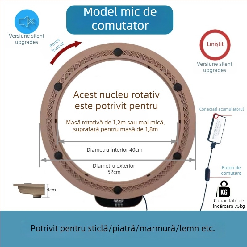 Platformă rotativă electrică pentru masă — material plastic; marcă Jinpaili hardware; stil Italian minimalist; utilizare universală