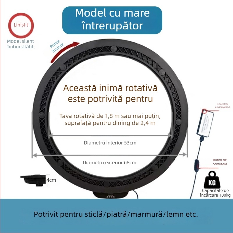 Platformă rotativă electrică pentru masă — material plastic; marcă Jinpaili hardware; stil Italian minimalist; utilizare universală