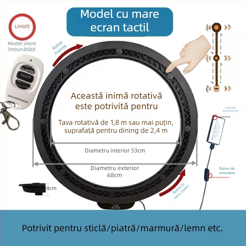 Platformă rotativă electrică pentru masă — material plastic; marcă Jinpaili hardware; stil Italian minimalist; utilizare universală
