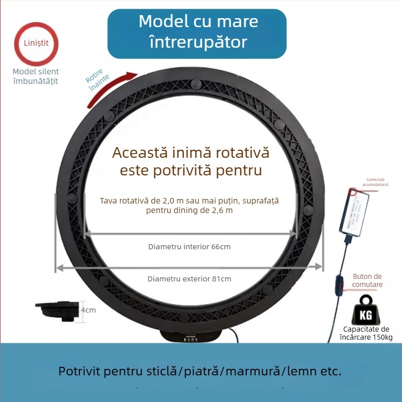 Platformă rotativă electrică pentru masă — material plastic; marcă Jinpaili hardware; stil Italian minimalist; utilizare universală