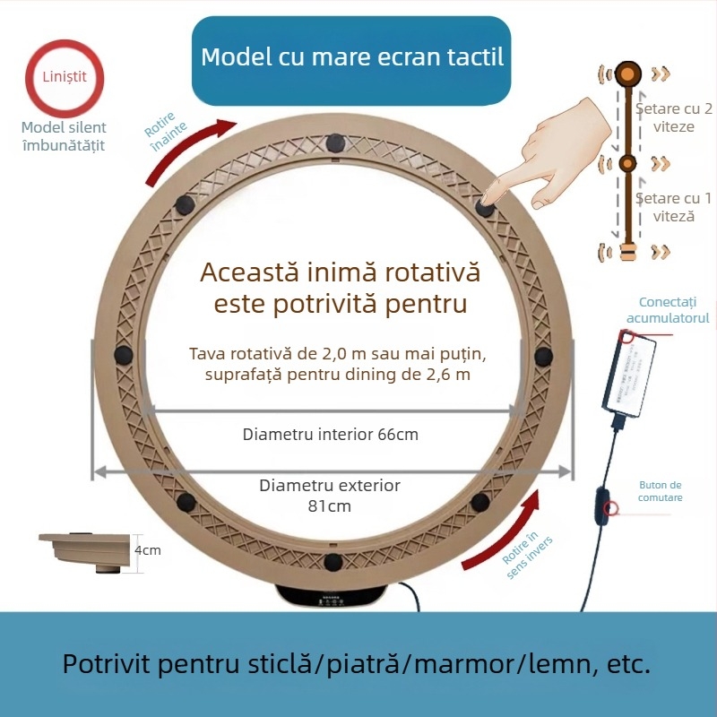 Platformă rotativă electrică pentru masă — material plastic; marcă Jinpaili hardware; stil Italian minimalist; utilizare universală