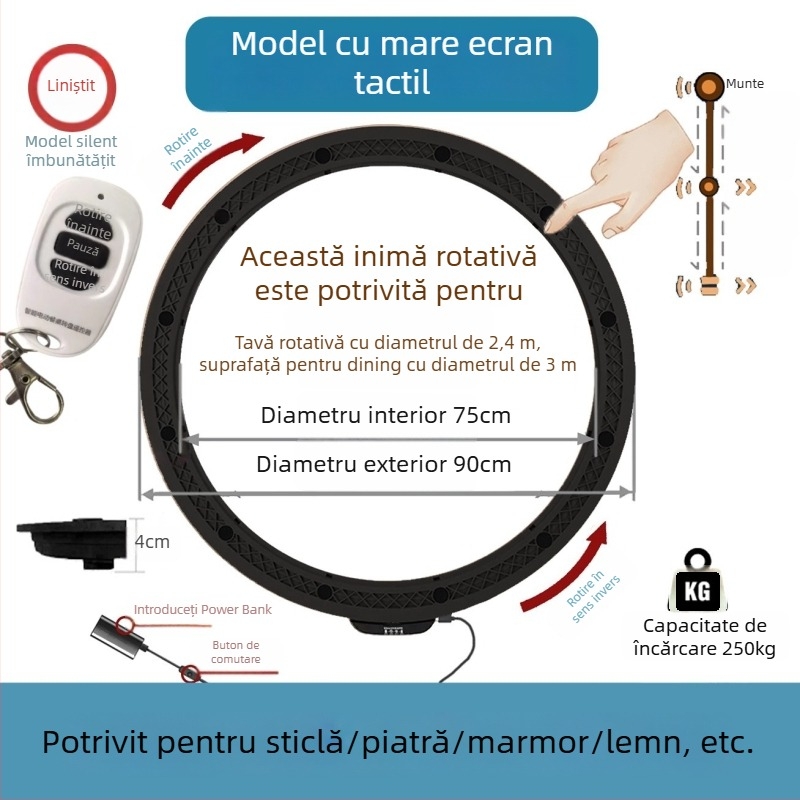 Platformă rotativă electrică pentru masă — material plastic; marcă Jinpaili hardware; stil Italian minimalist; utilizare universală