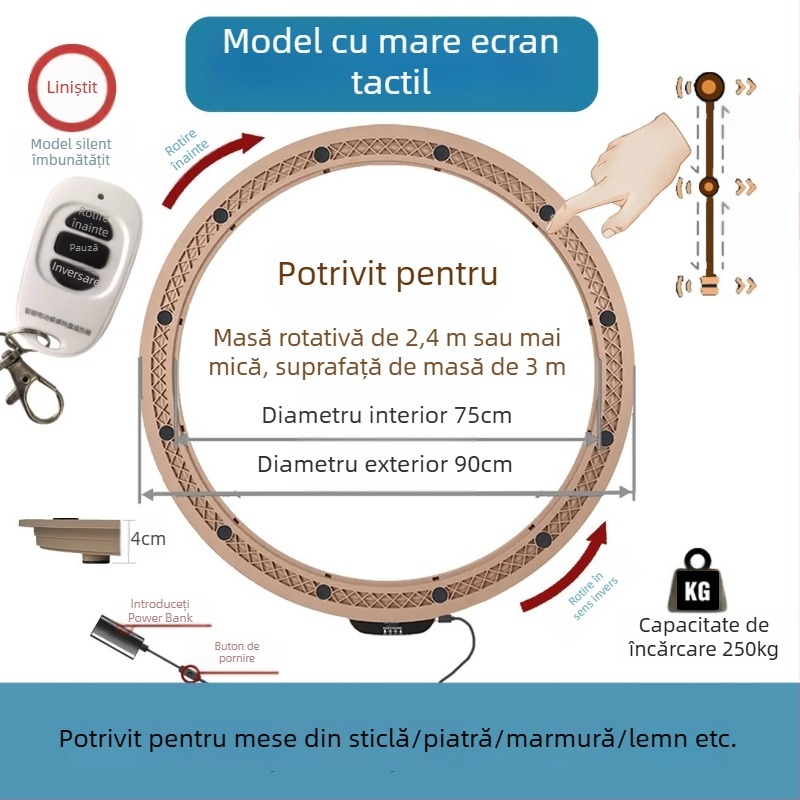 Platformă rotativă electrică pentru masă — material plastic; marcă Jinpaili hardware; stil Italian minimalist; utilizare universală