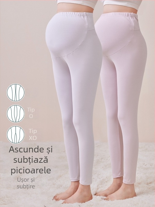 Pantaloni de maternitate căptușiți cu fleece, lungi, grosime medie, poliester 80–90%, susținere a burții