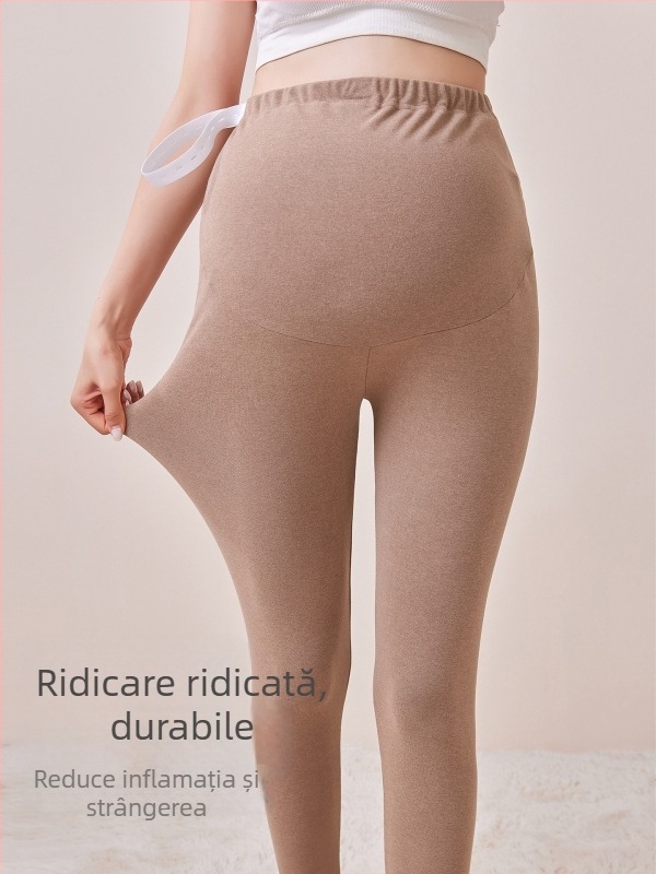 Pantaloni de maternitate căptușiți cu fleece, lungi, grosime medie, poliester 80–90%, susținere a burții