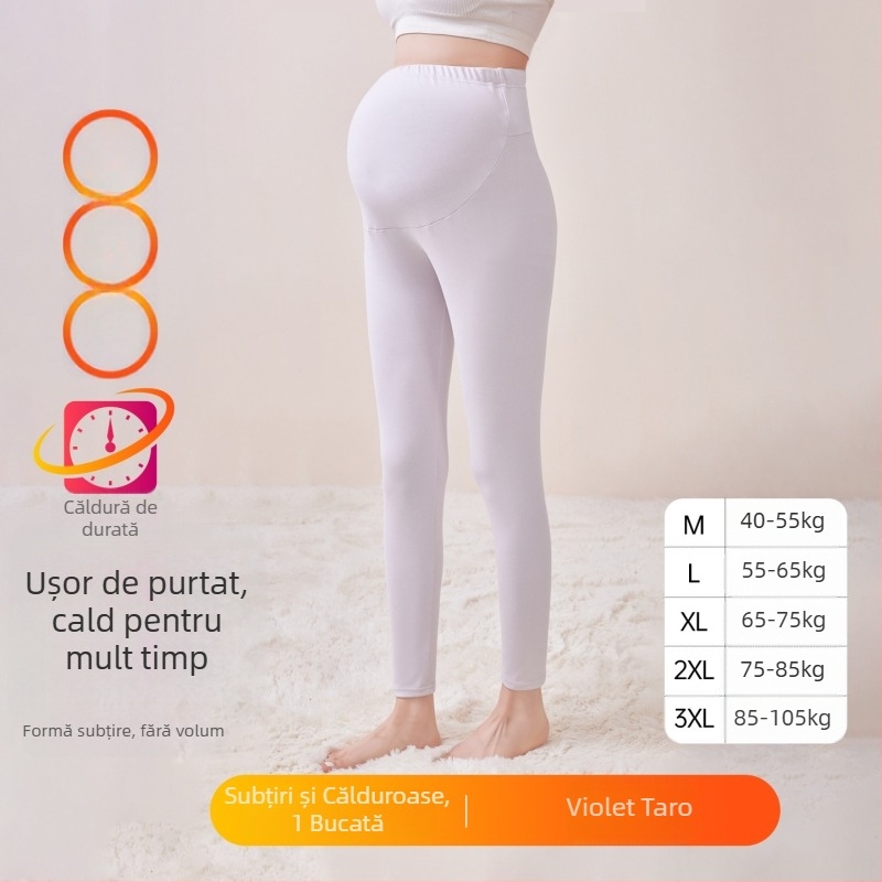 Pantaloni de maternitate căptușiți cu fleece, lungi, grosime medie, poliester 80–90%, susținere a burții