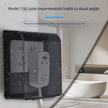 Cutie impermeabilă adezivă pentru prize, tip 118, cu priză dublă extinsă, capac de înălțare pentru baie, toaletă inteligentă