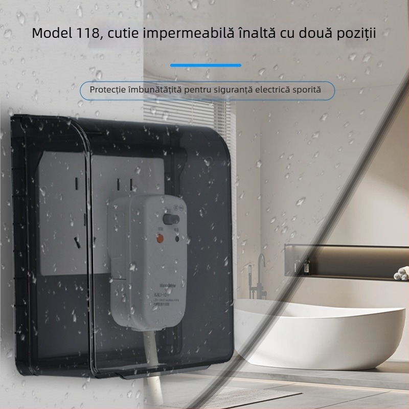 Cutie impermeabilă adezivă pentru prize, tip 118, cu priză dublă extinsă, capac de înălțare pentru baie, toaletă inteligentă