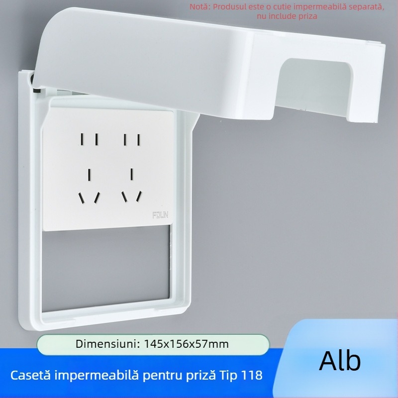 Cutie impermeabilă adezivă pentru prize, tip 118, cu priză dublă extinsă, capac de înălțare pentru baie, toaletă inteligentă