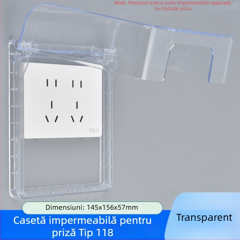 Cutie impermeabilă adezivă pentru prize, tip 118, cu priză dublă extinsă, capac de înălțare pentru baie, toaletă inteligentă
