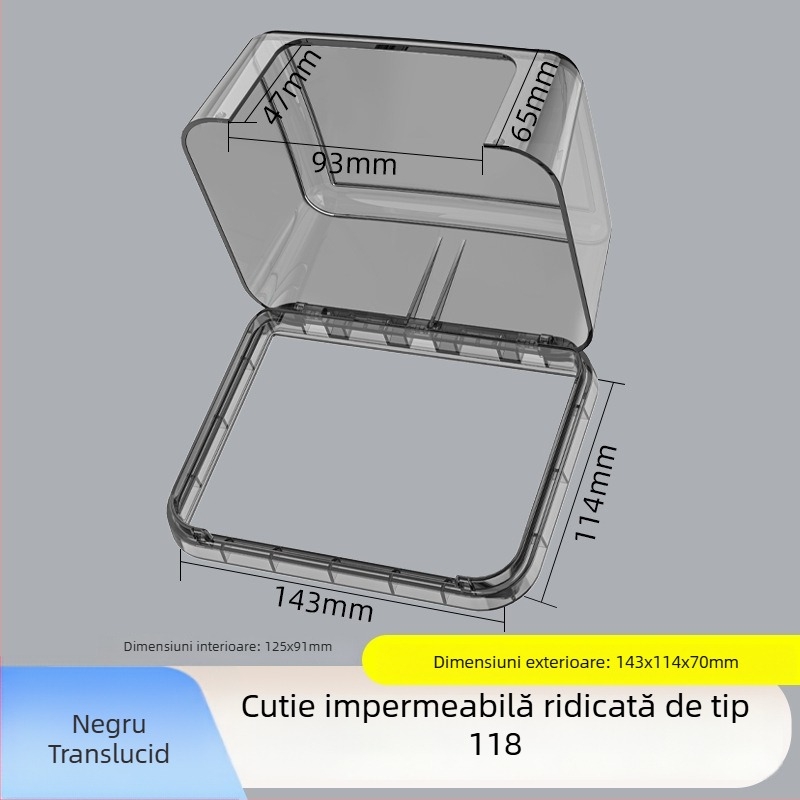 Cutie impermeabilă adezivă pentru prize, tip 118, cu priză dublă extinsă, capac de înălțare pentru baie, toaletă inteligentă