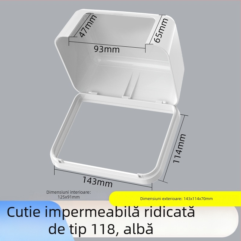 Cutie impermeabilă adezivă pentru prize, tip 118, cu priză dublă extinsă, capac de înălțare pentru baie, toaletă inteligentă