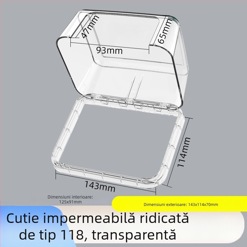 Cutie impermeabilă adezivă pentru prize, tip 118, cu priză dublă extinsă, capac de înălțare pentru baie, toaletă inteligentă
