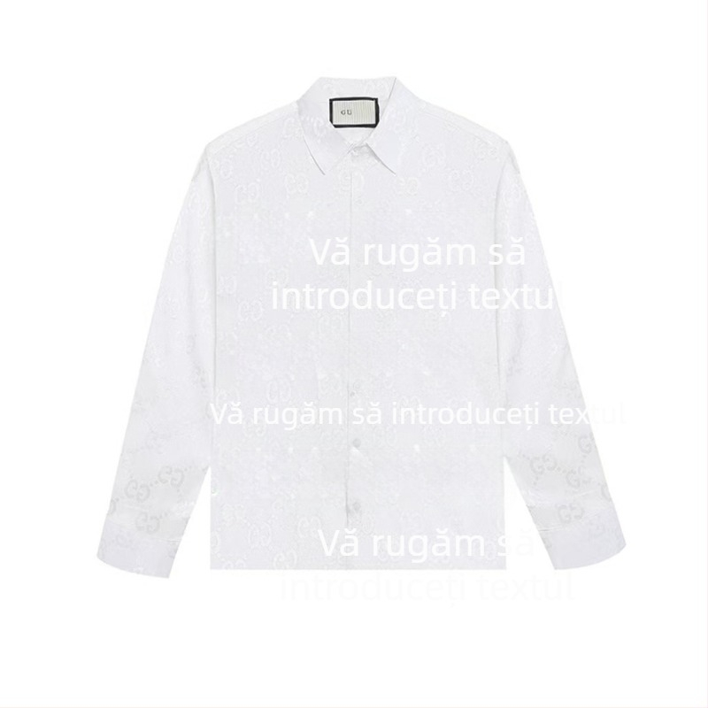 Cămașă de lungi cu imprimeu complet și închidere Velcro, croială lejeră, guler rever, detalii brodate