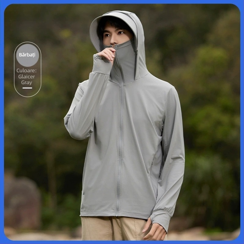 Îmbrăcăminte UV pentru femei din nailon Ice Silk - UPF50+, mâneci lungi, respirabilă, cu margine de pălărie, 80-90% nailon, <30% spandex, primăvara 2025