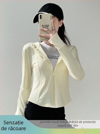 Sacou pentru femei din ice silk, protecție solară UPF40+, croială slim, lungime 50-65 cm, poliester 80-90% cu elastan