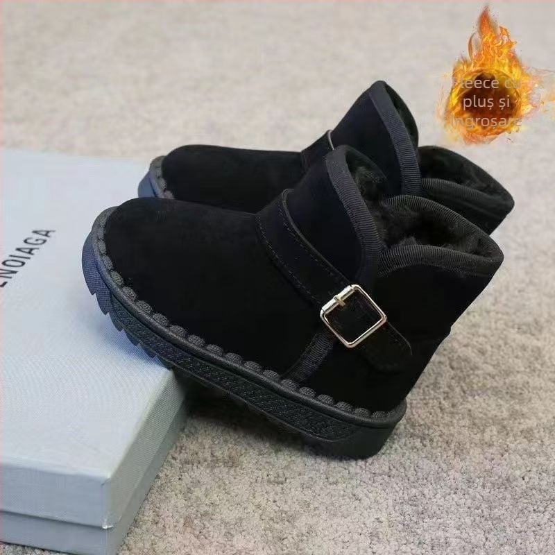 Ghete pentru zăpadă pentru copii, unisex, căptușite cu fleece, talpă antiderapantă, partea superioară din piele sintetică, rezistente la frig