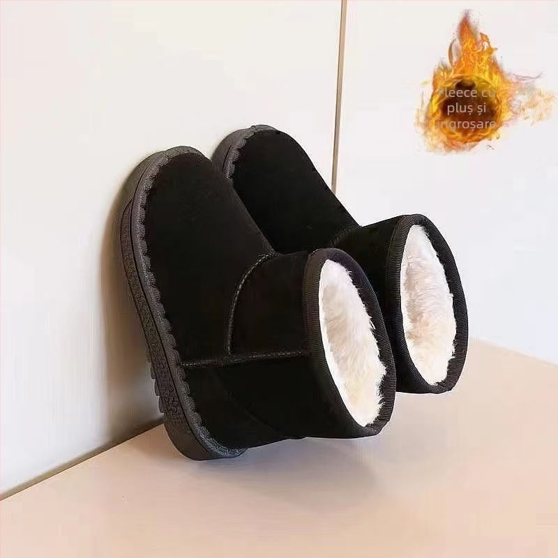 Ghete pentru zăpadă pentru copii, unisex, căptușite cu fleece, talpă antiderapantă, partea superioară din piele sintetică, rezistente la frig