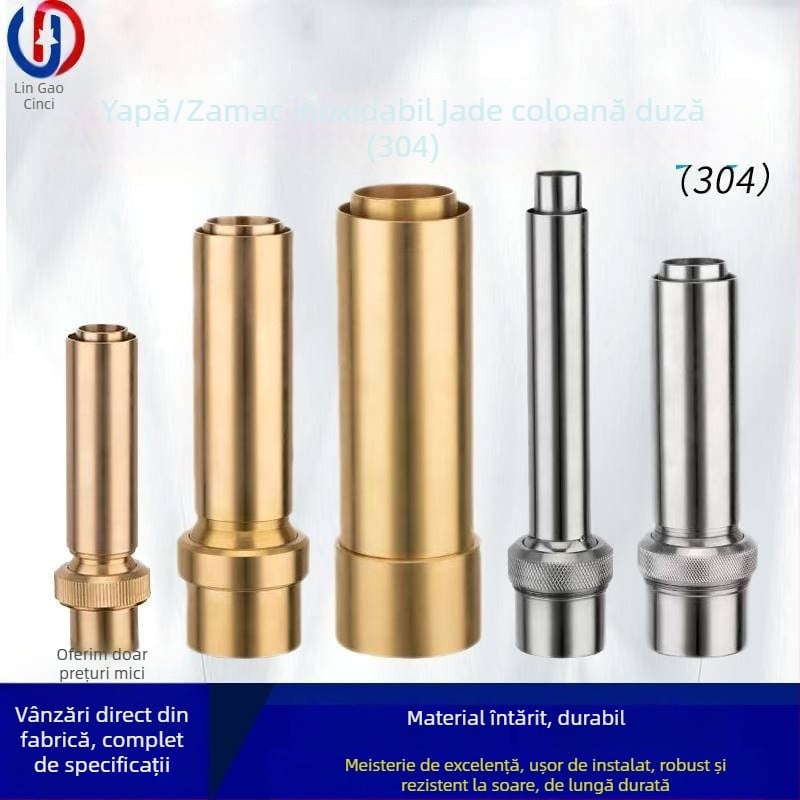 Fântână uscată pentru grădină din alamă și oțel inoxidabil, coloană Jade, pentru peisaj acvatic și iaz, pulverizator cu gaură unică