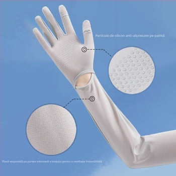 Manșete din nailon pentru protecția solară pentru femei, răcire prin ventilație, croială lejeră, respirabile, UV-protecție, antiderapante, compatibile cu ecranul tactil, pentru condus în aer liber