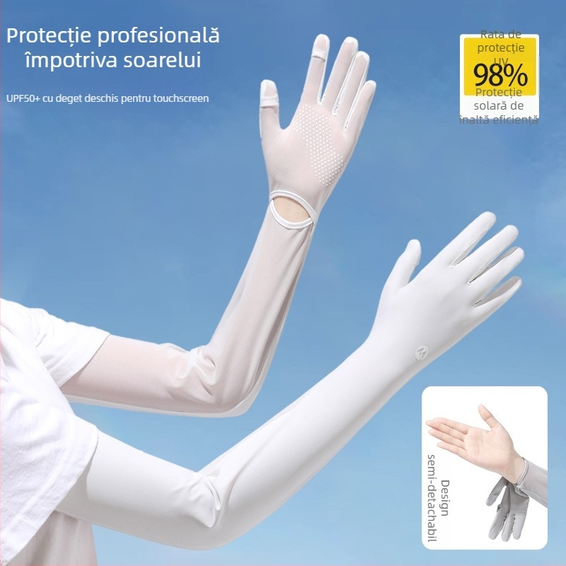 Manșete din nailon pentru protecția solară pentru femei, răcire prin ventilație, croială lejeră, respirabile, UV-protecție, antiderapante, compatibile cu ecranul tactil, pentru condus în aer liber