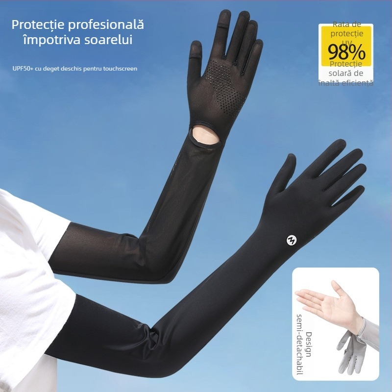 Manșete din nailon pentru protecția solară pentru femei, răcire prin ventilație, croială lejeră, respirabile, UV-protecție, antiderapante, compatibile cu ecranul tactil, pentru condus în aer liber