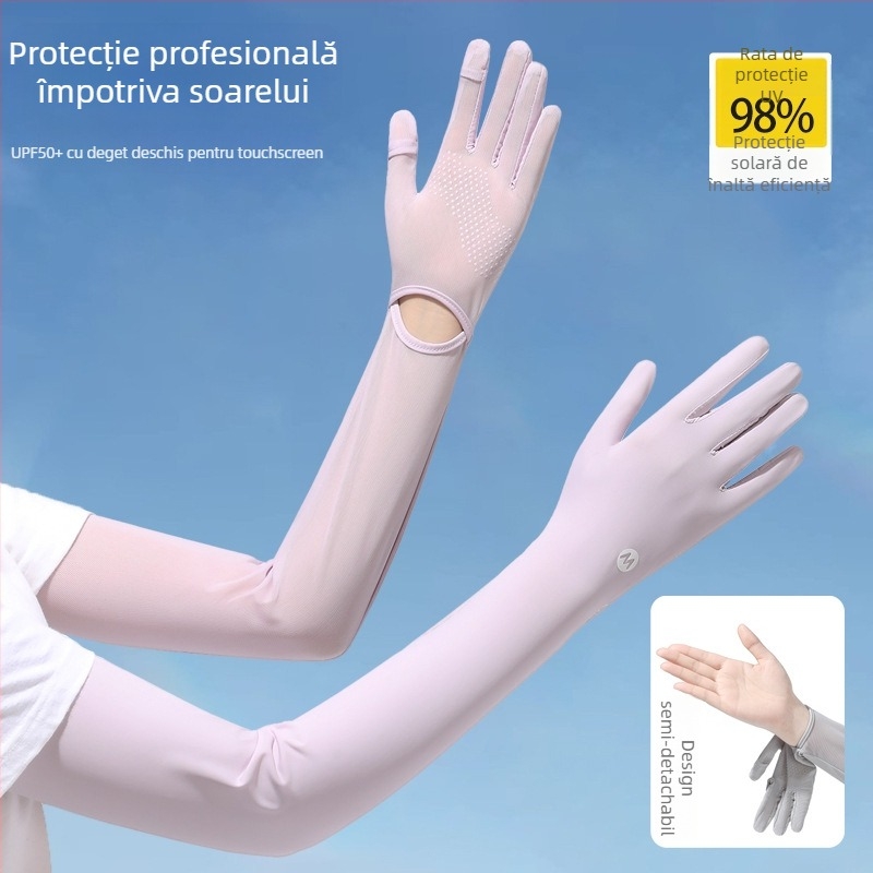 Manșete din nailon pentru protecția solară pentru femei, răcire prin ventilație, croială lejeră, respirabile, UV-protecție, antiderapante, compatibile cu ecranul tactil, pentru condus în aer liber