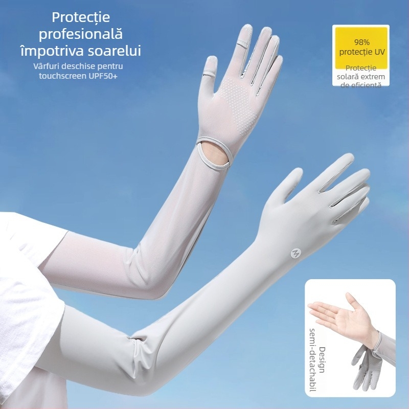 Manșete din nailon pentru protecția solară pentru femei, răcire prin ventilație, croială lejeră, respirabile, UV-protecție, antiderapante, compatibile cu ecranul tactil, pentru condus în aer liber