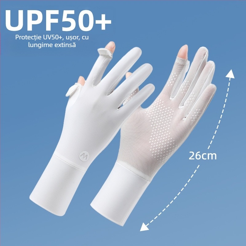 Manșete din nailon pentru protecția solară pentru femei, răcire prin ventilație, croială lejeră, respirabile, UV-protecție, antiderapante, compatibile cu ecranul tactil, pentru condus în aer liber