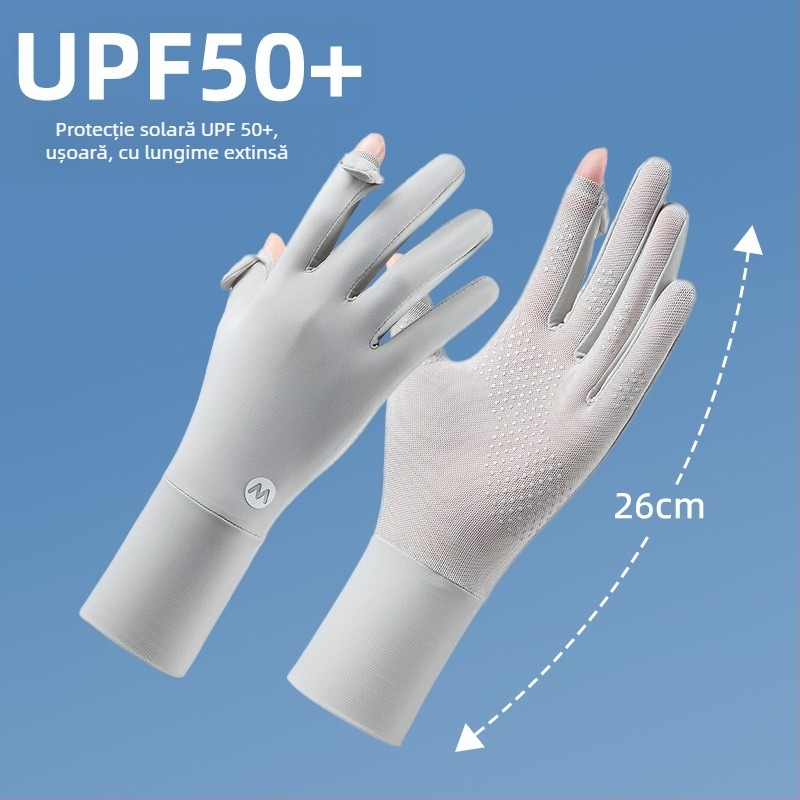 Manșete din nailon pentru protecția solară pentru femei, răcire prin ventilație, croială lejeră, respirabile, UV-protecție, antiderapante, compatibile cu ecranul tactil, pentru condus în aer liber