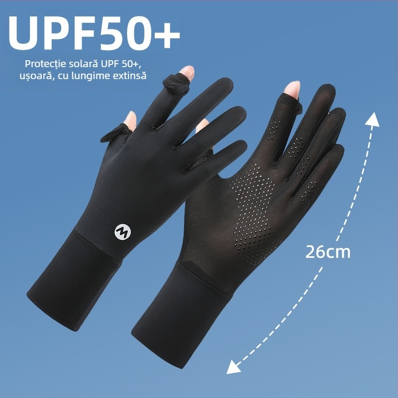 Manșete din nailon pentru protecția solară pentru femei, răcire prin ventilație, croială lejeră, respirabile, UV-protecție, antiderapante, compatibile cu ecranul tactil, pentru condus în aer liber